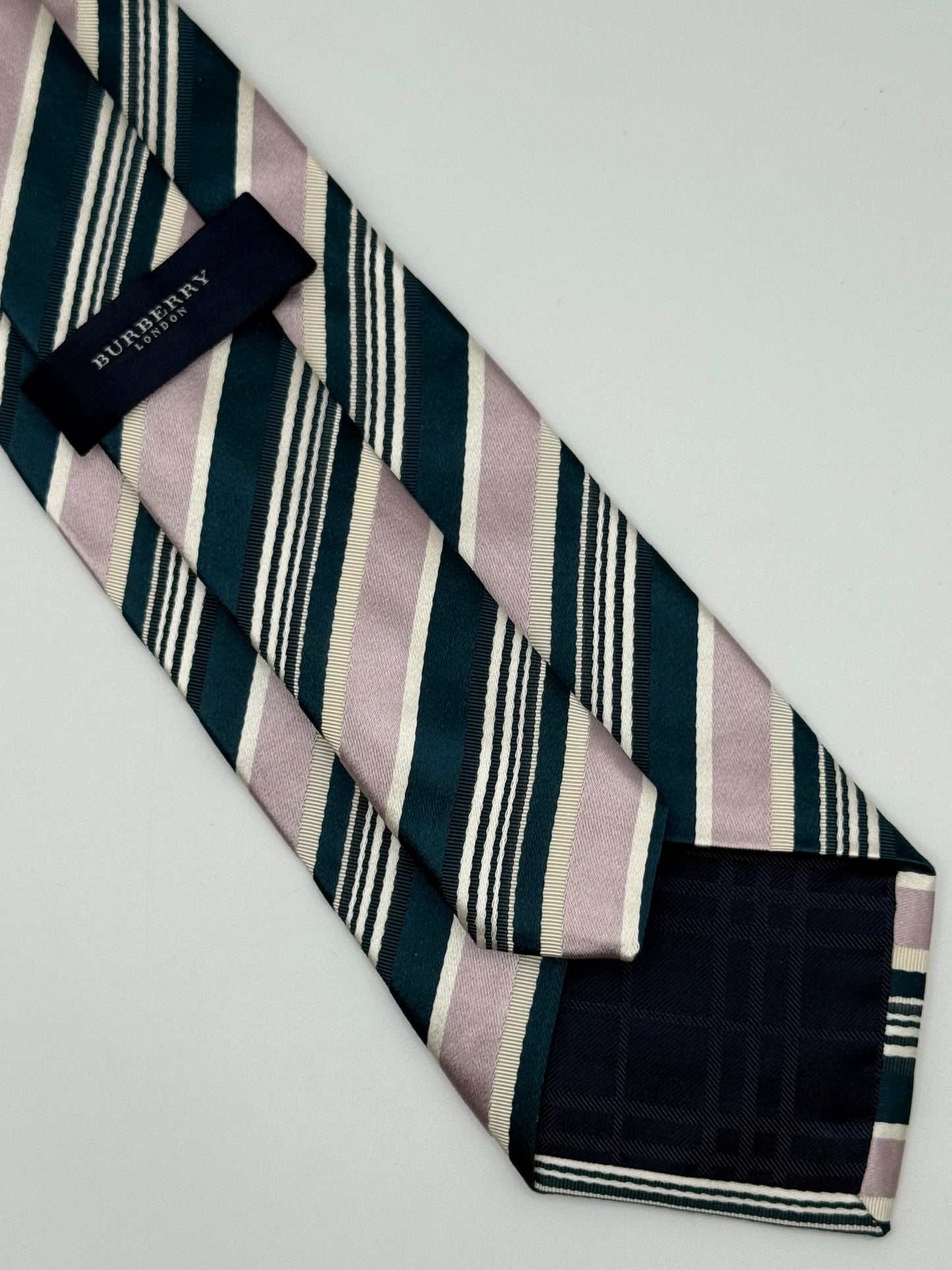 Dark green and pink cotton and silk tie