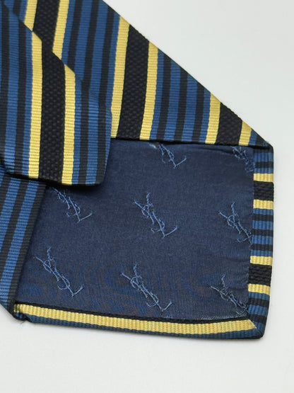 Dark blue silk tie whit stripes