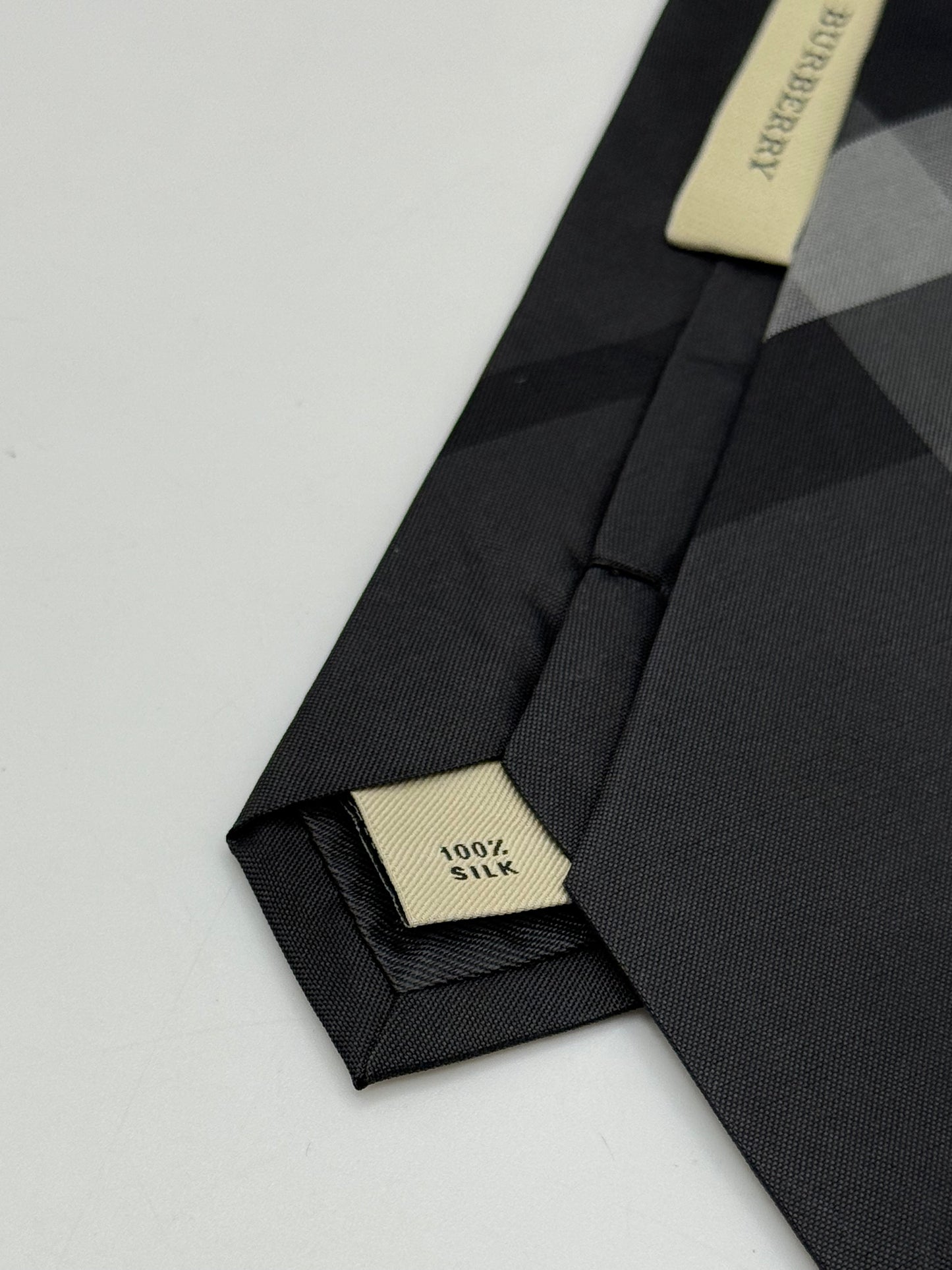Black checked silk tie