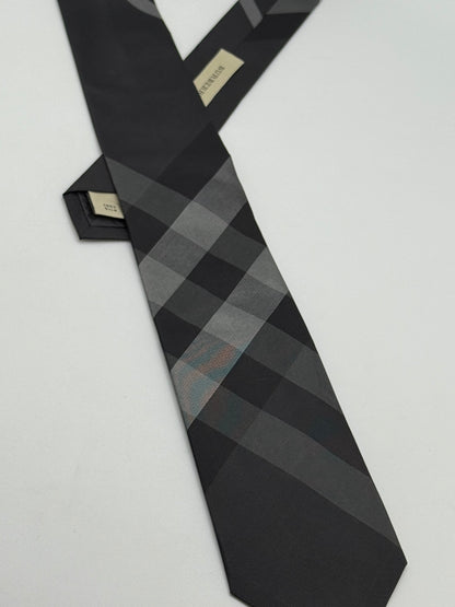 Black checked silk tie