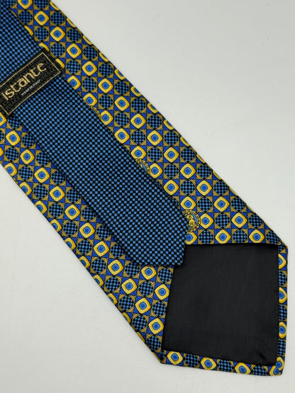 Blue and gold vintage twill silk tie