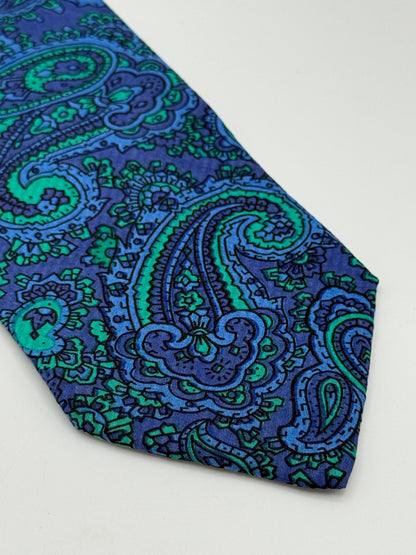 Blue silk tie whit cashmere pattern