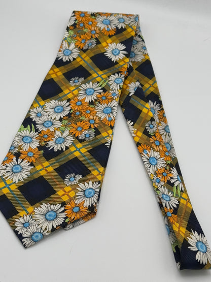 Black silk flower tie