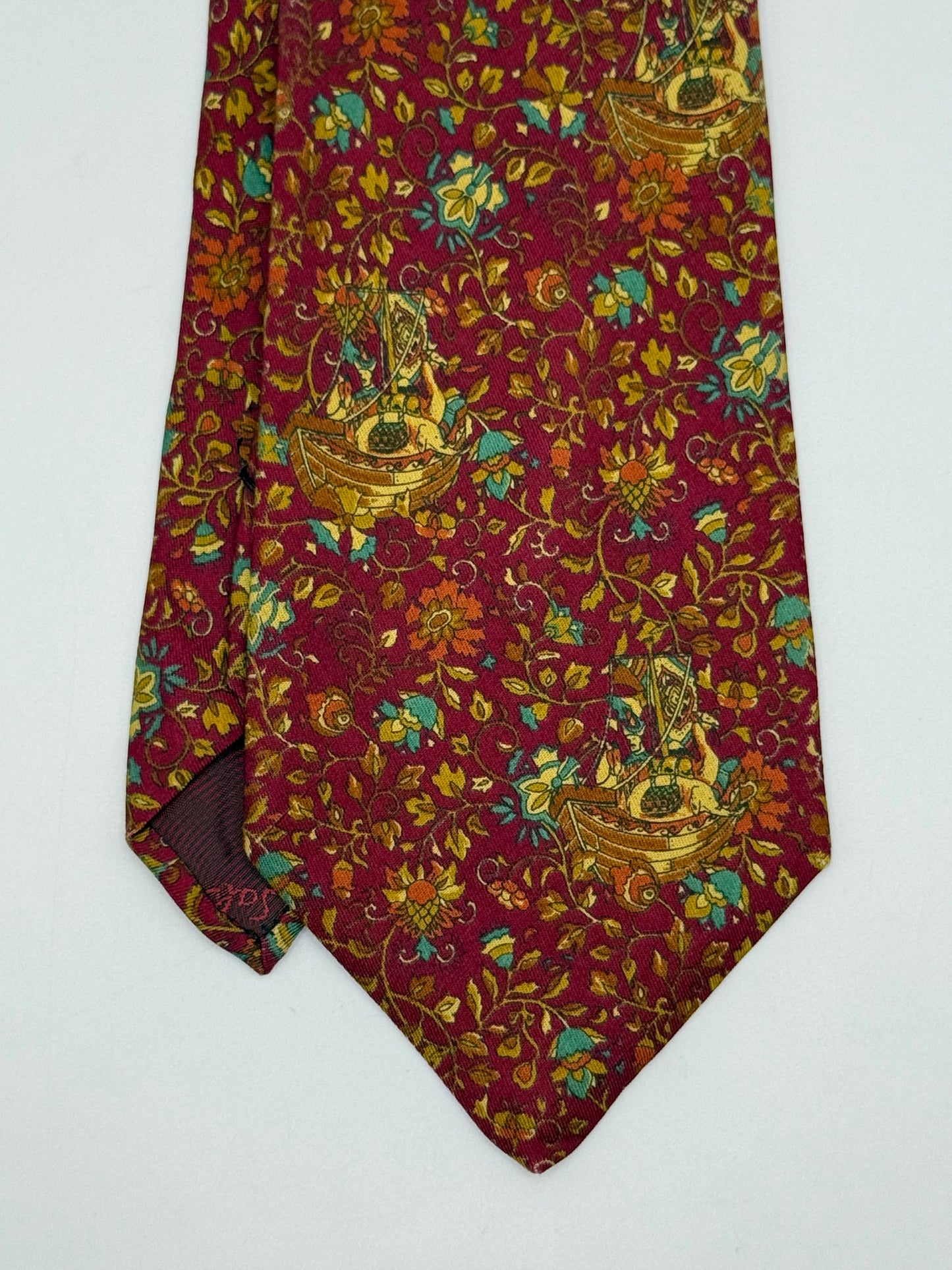 Burgundy silkt whit flower pattern